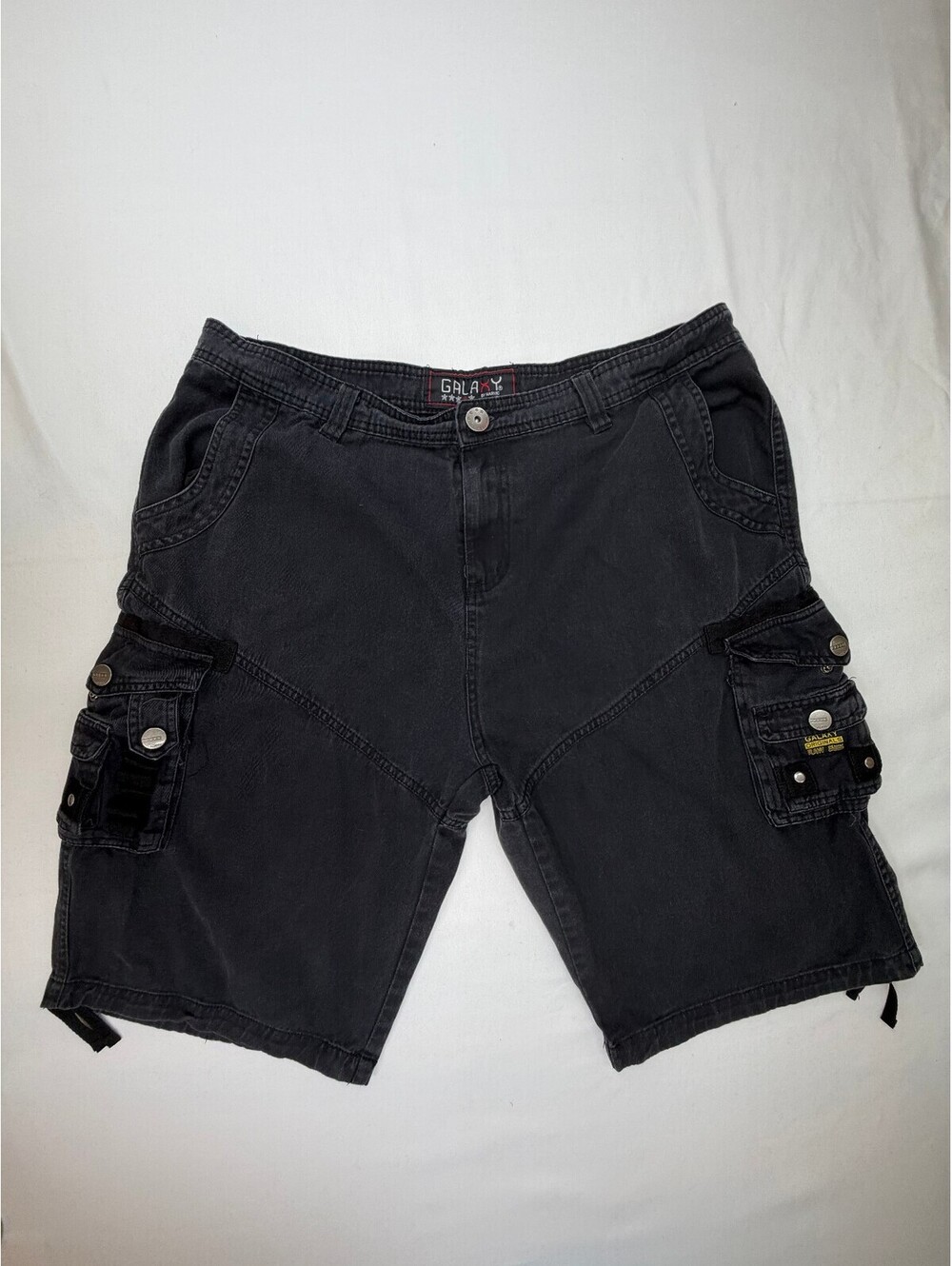 Galaxy by Harvic Men's Cargo Shorts Casual 6-Pockets Cotton Solid Size 36 Black